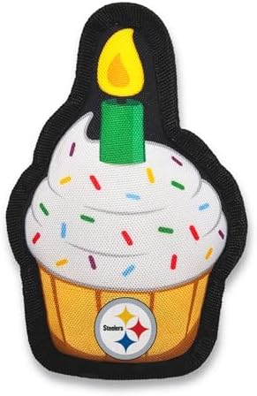 NFL Pittsburgh Steelers Dog Birthday Party Set 10pcs with 1 Football Bandana Large/X-Large, 1 Crown Hat, 1 Banner, 1 Birthday Cake Toy & 6 B-Day Balloons, Dog Birthday Set, Costume, Fun Doggie Pawty