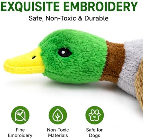 Duck Squeaky Dog Toy with Crinkle Wings and Rope Legs, Interactive Plush Dog Toy for Small Medium Large Dogs, Durable Chew and Tug Toy for Fetch, Boredom Relief, Mental Stimulation and Indoor Play