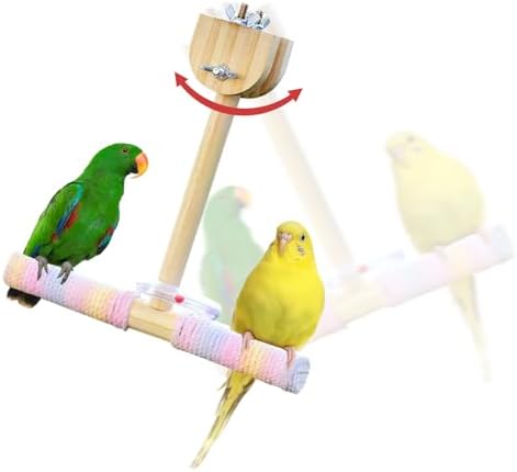 Bird Swing for Cage,Rust Sound Interactive Hanging Bird Toy Perch,Wooden Exercise Cockatiel Toys,Bird Cage Accessories Perch,Parrot Perch Stand for Conure,Budgie,Cockatiel,Lovebird,Canary,Finch