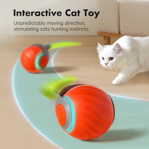 Petgravity Speedy Sprint Ball Toy for Cat Type-C Rechargeable Interactive Cats Toy (Orange 2.0)