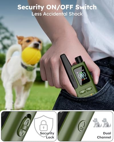 Dog Shock Collar for 2 Dogs- Dog Training Collar with Remote 4200FT, IPX8 Waterproof Electric Dog Collar with 4 Training Modes, Security Lock, Rechargeable eCollar for 10-120lbs Dogs