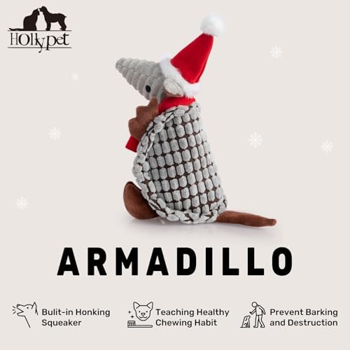 Hollypet Armadillo Squeaky Puppy Dog Toys for Small Medium Dogs, Christmas