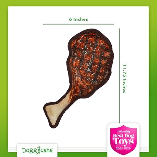 Doggijuana Tuffer Chewer Dog Toy, Tomahawk Steak | Plush, Squeaky
