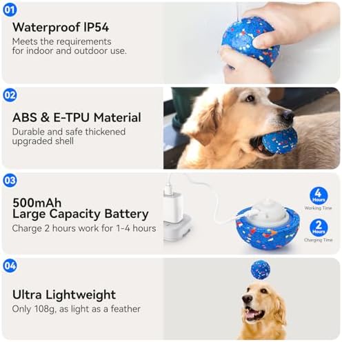 Smart Interactive Dog Toys Self Moving Ball for Aggressive Chewers