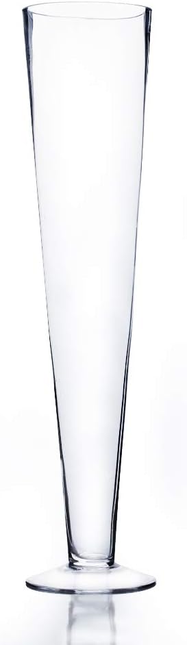 WGV Trumpet Glass Vase, Open 5", Height 23.5", (Multiple Sizes Choices) Clear Tall Pilsner Floral Planter Container Centerpiece, Wedding Event Home Decor, 1 Piece (VTV0524)