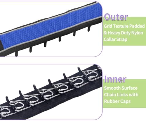 Martingale No Pull Dog Collar for Large Medium Dogs Training Walking, Heavy Duty Nylon Reflective Adjustable Anti Pull Slip Collar with Buckle L Blue