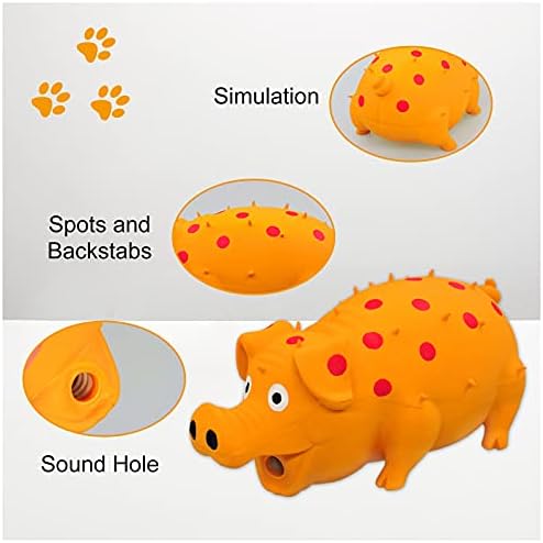 Andiker Dog Squeaky Toy, Dots Latex Dogs Chew Toys with a Oinks Sound Squeaker Grunting Pig Dog Toy Sturdy Self Play 8" Dogs Squeeze Toy for Dental Biting Chasing to Kill Boring Time (Orange)
