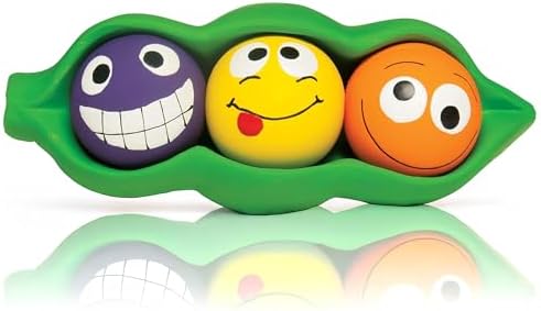 Multipet Three Peas in a Pod | Squeaky Chew Dog Toy | Fetch Interactive Pea Pod Dog Toys | 3 XL Latex Squeaky Balls | 3" (Ball Size)