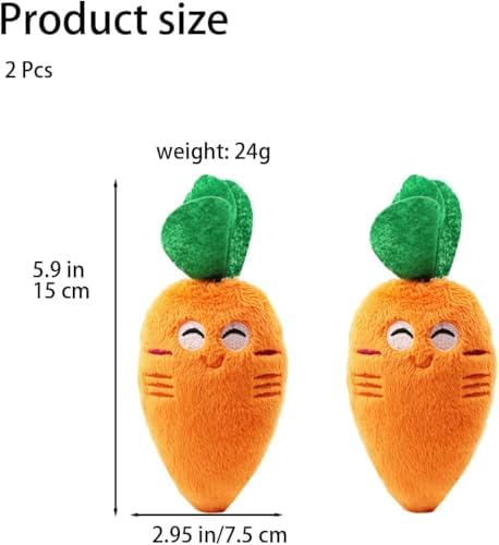 2Pcs Orange Soft Puppy Pet Supplies, Cute Carrot Plush Chew Squeaker Sound Squeaky Toys for Dog Cat Birthday Pet Squeak Toy Gifts