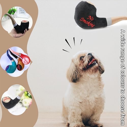 PetPhindU Dog Squeaky Plush Chew Toy for Molar Teeth Cleaning - Interactive Soft Stuffed Tobacco Pipe Pattern