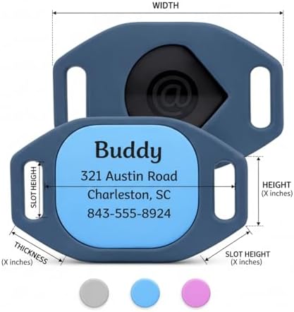 Personalized Pet ID Tag Silicone Holder Compatible with AirTag, Custom Dog Collar Accessory with Name and Phone Number, Anti-Lost Smart Tracker Case for Dogs and Cats (Large (Pack of 1))