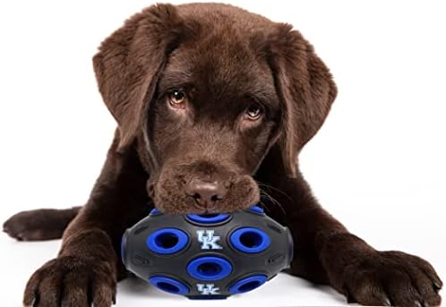 Pets First NCAA Kentucky Wildcats Football Treat Dispensing Toy for Dogs and Cats, Interactive Rubber Ball, Natural Feeding Toy (KY-3622)
