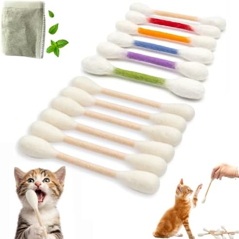 12 PC Giant Cotton Swab Catnip Toys,Cat Q Tip Toy,Felt Interactive Kicker Chew Toys for Kittens & Indoor Cats, Soft Teething Toy with Organic Catnip, Eases Anxiety & Boredom, Cat Lover Gift (Mix C)