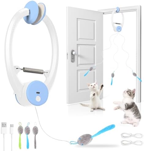 Automatic Hanging Cat Toy with Flying Bird,Interactive, Light Blue