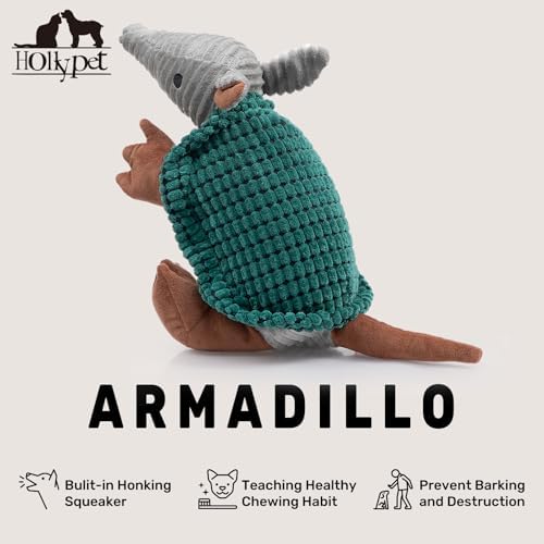 Hollypet Armadillo Squeaky Dog Toys for Medium Large Dogs, 14"