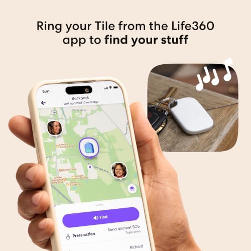 Life360 Tile Pro - Powerful Bluetooth Tracker, Key Finder and Item Locator for Keys, Bags and More. Both iOS and Android Compatible. Phone Finder. 1-Pack (White)