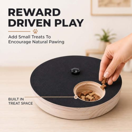 Dog Scratch Pad Treat Dispenser, Rotating Nail File Treat Dispenser (Black)