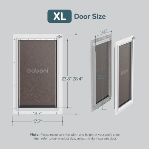 Baboni Dog Door for Door,Durable Plastic Frame,X-Large