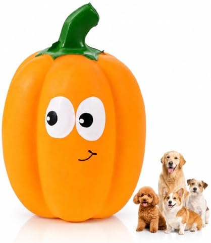 balacoo Squeaky Dog Toys - Halloween Latex Pumpkin Dog Chew Toys, Puppy Chew Ball for Pet Interactive Play, Grinding Teeth