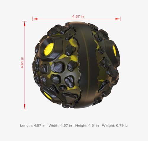 CYBERNOVA Interactive Dog Toys,Dog chew Ball, Fun Squeaky Sound Ball for Small Medium Large Breeds (Black+Yellow)