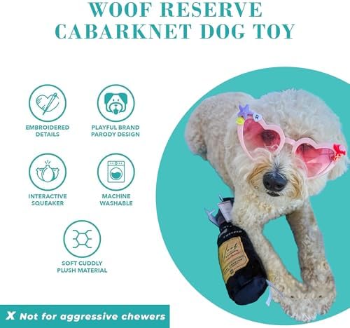 Haute Diggity Dog Woof Reserve Cabarknet Plush Dog Toy, Drink Parody Toy