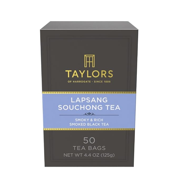 Taylors of Harrogate Lapsang Souchong, Black Tea, Pillow Tea Bags, 50 Count (Pack of 1), Smoky, Rich and Strong, Caffeinated, Enjoy Hot or Iced, 50 Teabags
