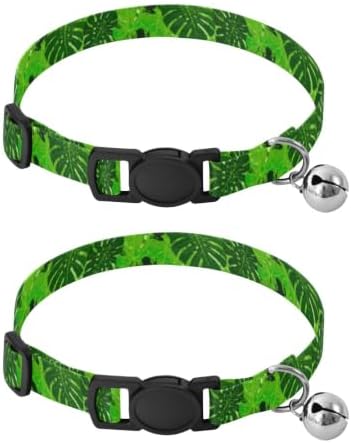 Green Tropical Leaf Frog Cat Neck Collar, 2 Pack Dog Bell Collar