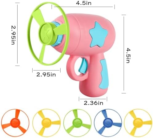 Andiker Cat Fetch Toy, Interactive Kitten Flying Disc Launcher Toy with 5 Colorful Flying Propellers for Cat Enrichment, Flying Saucer Toy for Cats for Training and Chasing (Blue)