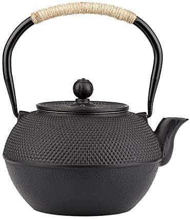 Cast Iron Teapot, 40.6oz Japanese Tetsubin Tea Kettle for Stovetop Safe, Black Tea Kettle with Infuser for Loose Leaf, Tea Pot with Enameled Interior, Gift for Tea Lovers
