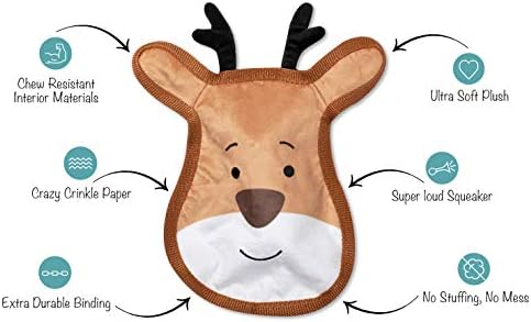 Fringe Studio Plush Dog Toy, Reindeer Face (729027)