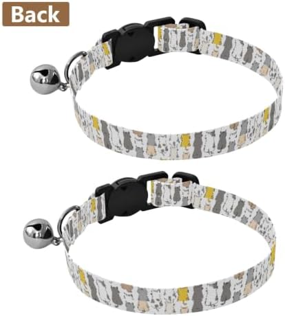 Cartoon Cats Cat Collar with Bell 2 Pack Puppy Collar Adjustable 10.6 to 17.1 Inches