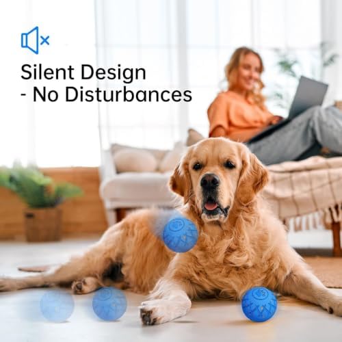 Moving Dog Toy, Interactive, Bouncing and Rotating, Silent Foam Material, IP54 Waterproof Rating, Smart Active Rolling, Stimulation Toys for Medium and to Keep Them Busy