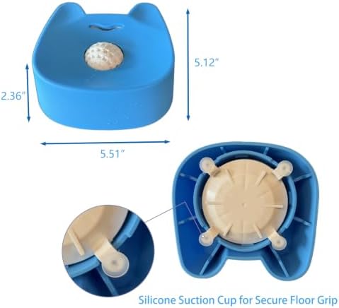Dog Lick Bowl with Rolling Ball, Slow Feeder for Liquid Treats, Anti-Slip Interactive Dog Toy for Yogurt, Bone Broth & Milk, Anxiety Relief & Post-Op Nutrition, Large Medium Small Breeds (Blue)