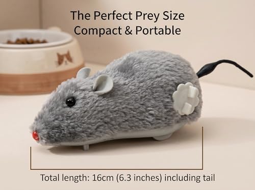 4 Pcs Wind Up Cat Toy Mouse - Self-Moving Furry Mice with Realistic Tails, Interactive Chase Toys for Indoor Cats & Kittens, Exercise Mice for Boredom Busting