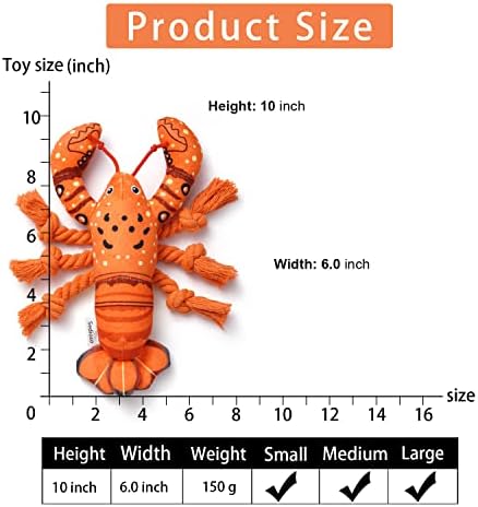 Sedioso Dog Toys, Dog Plush Toy for Large Breed, Cute Squeaky Dogs Toy with Crinkle Paper, Puppy Chew Toy for Small, Middle, Large Breed (Lobster)