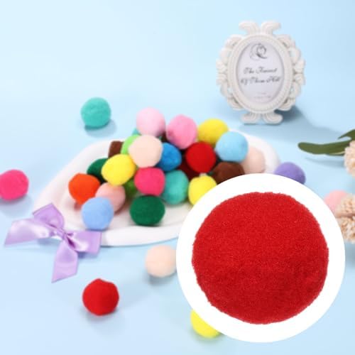 Cat Toy Pom Ball, Interactive Cat Ball Toys Fuzzy Pompoms (Plush, 1.2Inch, 30Pcs, Bright Red) for Kittens Pet Enrichment Training Play Indoor