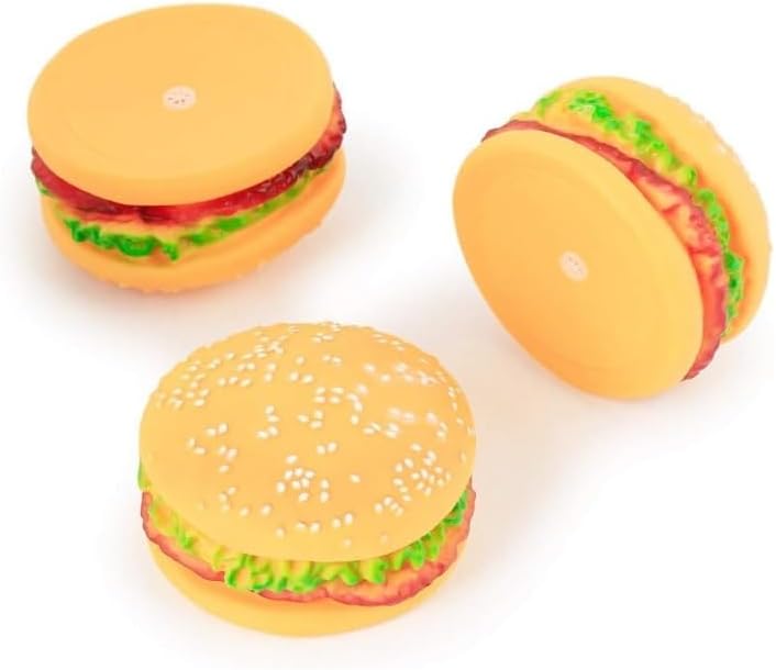 2 Pcs Bite-Resistant Dog Toys Squeaky Chewing Toys Tooth Cleaning Dog Supplies, Golden Retriever Teddy Pets, etc, Training, Sofa Damage Prevention, Hamburger Pet Toys, Squeak Toys