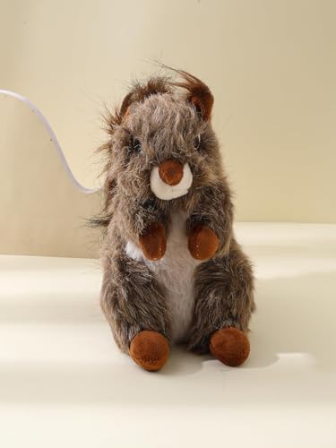 Squirrel Squeaky Dog Toy for Aggressive Chewers, Plush Interactive Dog Toy for Small Medium Large Dogs, Soft Stuffed Puppy Toy for Chewing, Fetch, Tug, Boredom Relief and Indoor Play