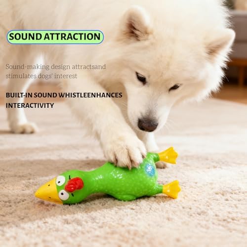 6.7" Squeaky Latex Dog Toy gripping, Cute Little Chicken Rubber Toy for Chewing and Grinding Teeth Interactive Play for Small Medium Dogs -(1Pcs Green)