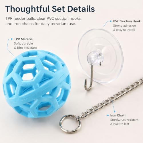 Bearded Dragon Enrichment Toys Feeder Ball, Veggie Feeder Ball & Exercise Balls Interactive Feed Toys, Greens Training Kit for Reptile Lizard Gecko, Reptile Tank Accessories