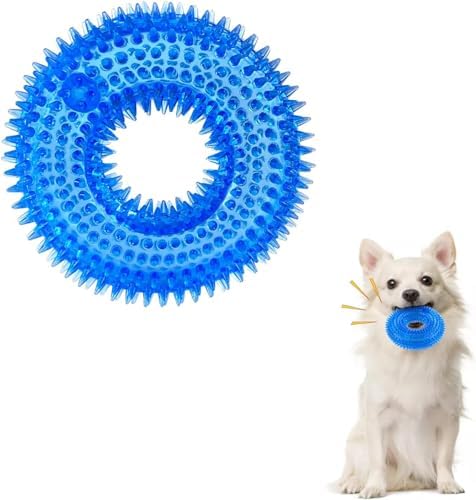 Andiker Squeaky Dog Toy, Safe TPR Chewable Dog Toys for Teeth Grinding&Cleaning Dog Fetch Toys for Enhancing Interactivity Outdoor Suitable for All Dog Sizes Puppy’s and Dogs (Large Blue)