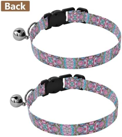 Mandala Aqua Adjustable Pet Collar, 2 Pack Decorative Pet Collar with Bell