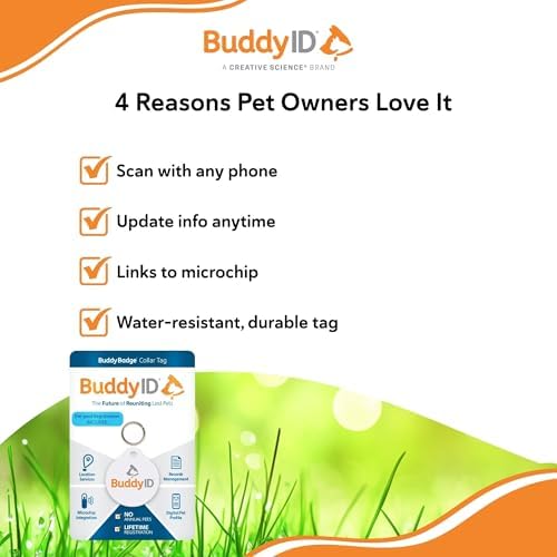 BuddyID BuddyBadge QR Pet ID Tag for Dogs & Cat, Lifetime Registration, 1ct