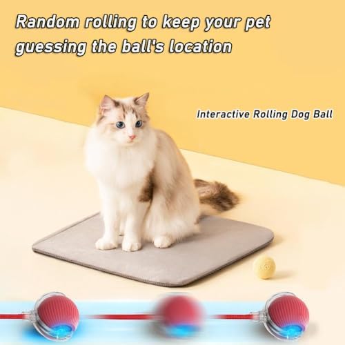 Interactive Rolling Dog Ball,Interactive Rolling Ball Dog Toy,Interactive Rolling Ball Dog Toy,Electric Dog Ball Toy,Electric Dog Ball,360° Smart Automatic Rolling Pet Ball(Red)