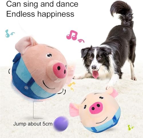 Active Moving Pet Plush Toy Interactive Dog Toys, Squeaky Moving Dog Ball Toy, Washable Cartoon Pig Plush Sound Electronic Dog Toy, Shake Bounce Boredom Talking Toys for Dog Pets Cats1, pink