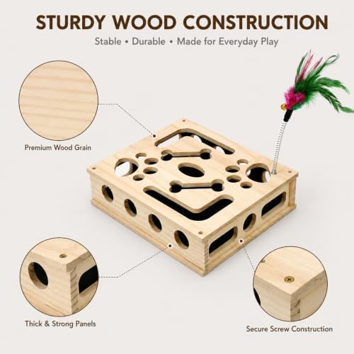 Cat Nail File Scratch Enrichment Box for Indoor Cat with Sandpaper BellBall