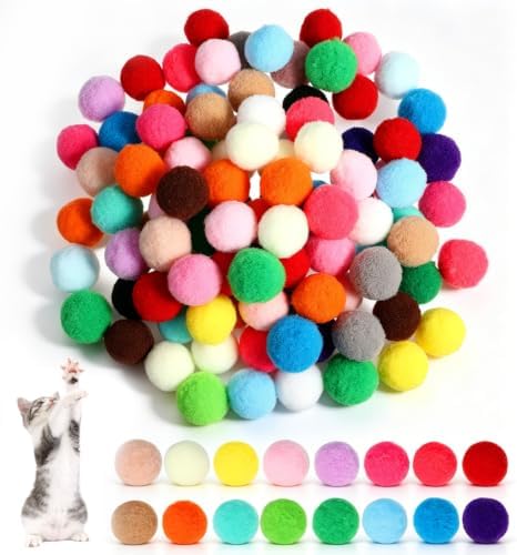 100 PCS Pom Pom Balls for Cats, Multicolor Fuzzy Balls for Cats