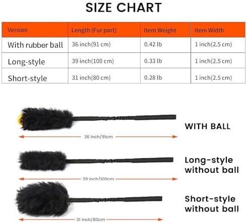 HOWGO Bungee Dog Toy, 100% Sheepskin Tug Rope (Black, Long w/o Ball 2PC)