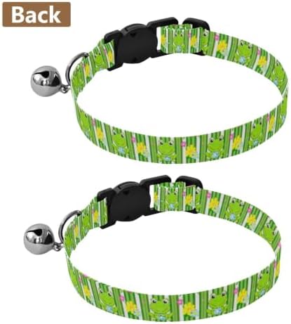 Cute Cartoon Frogs Flowers Kitten Collar 2 Pack Soft Cat Collar Adjustable Length 10.6" to 17.1"