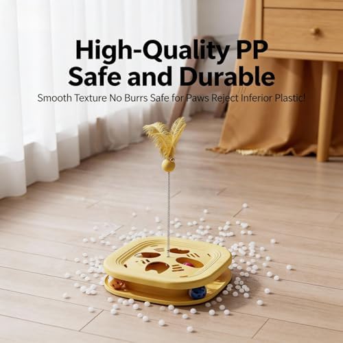 Interactive Cat Toys for Indoor Cats, 2-in-1 (Yellow)
